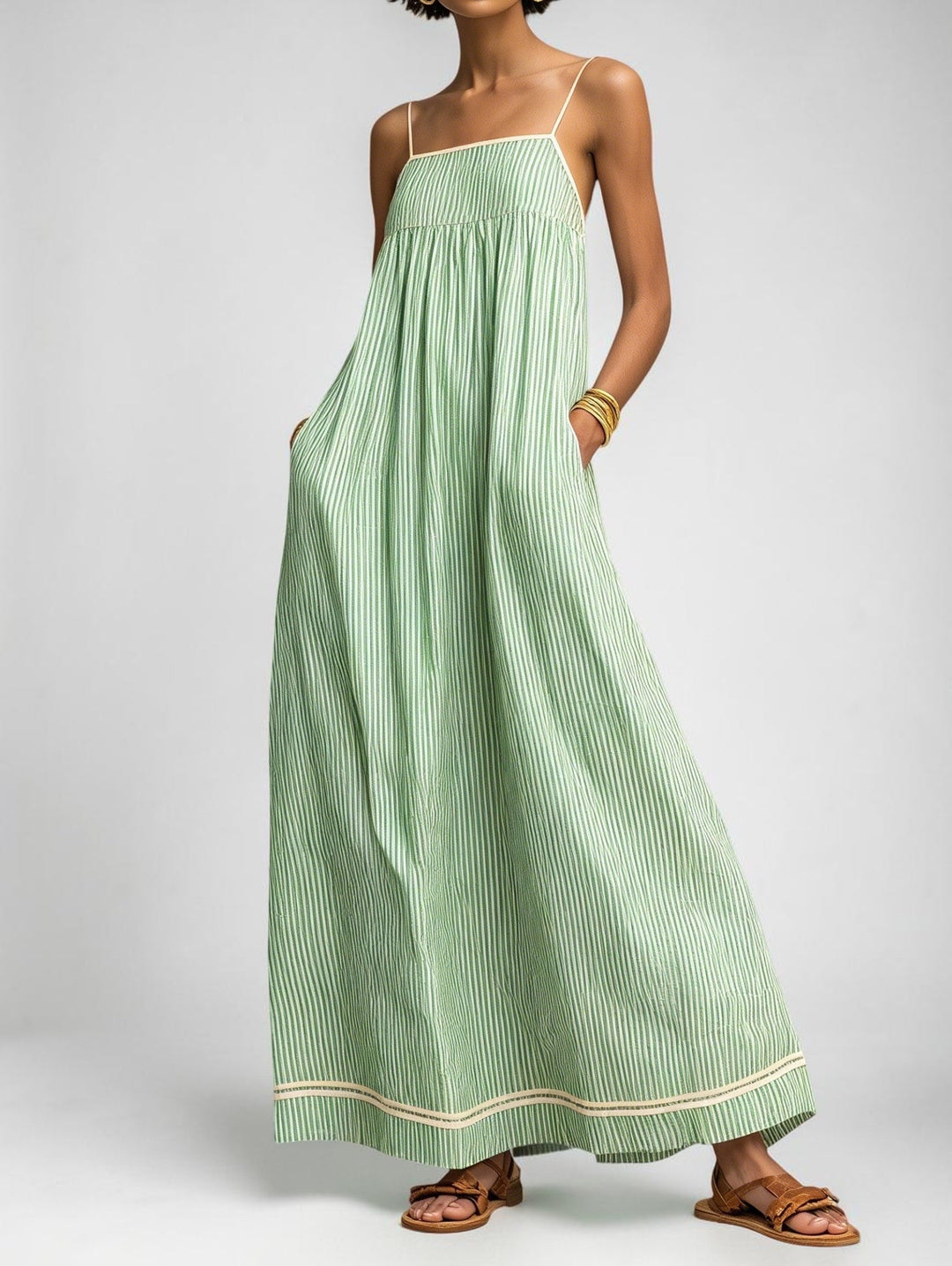 Pamela Flowing Summer Maxi Dress in green