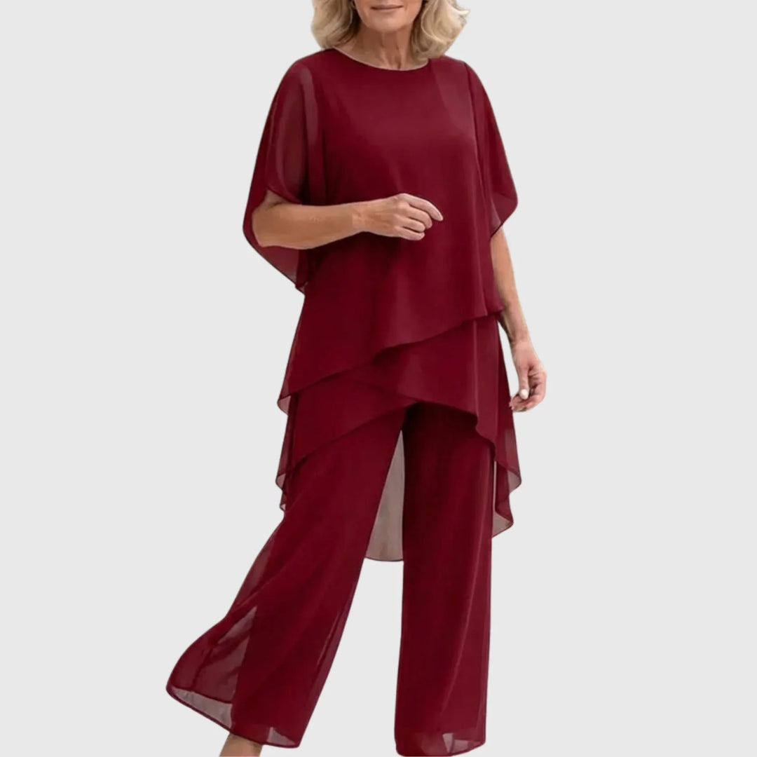 Elara Fluid Palazzo Set in red