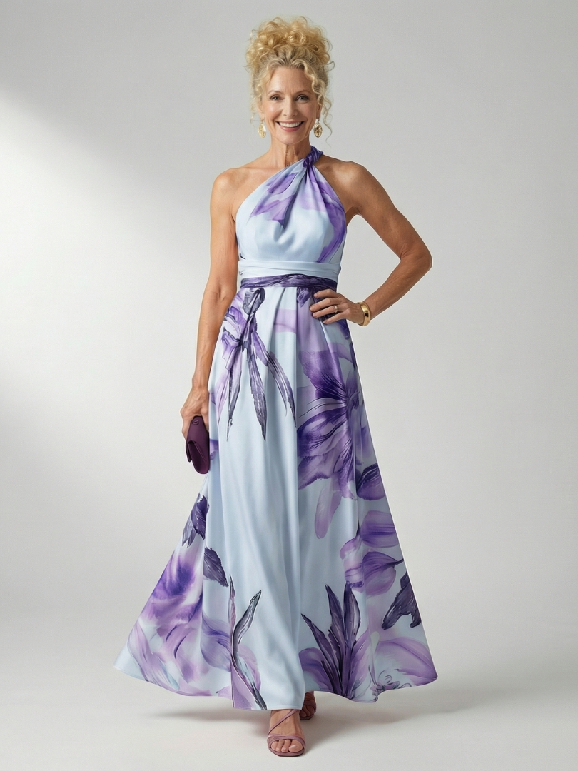 Amiel Light Floral Maxi Dress in purple