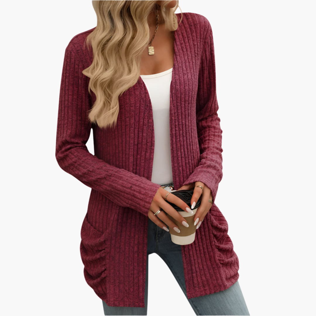 Violet Cardigan in wine red