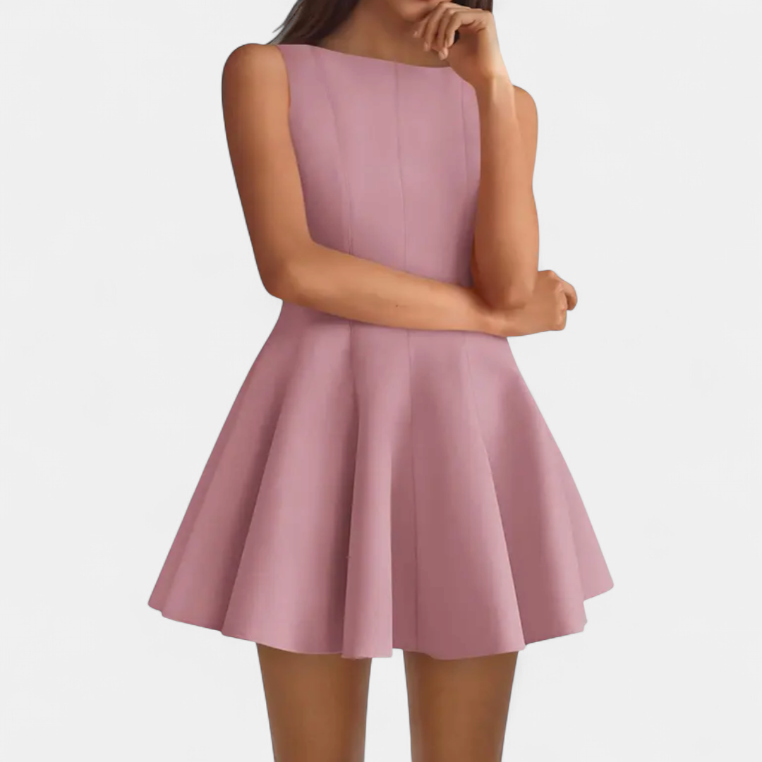 Imogen Sleeveless Boat Neck Dress in pink