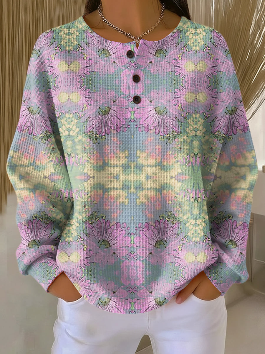 Alma Sweater with Ethnic Floral in light pink