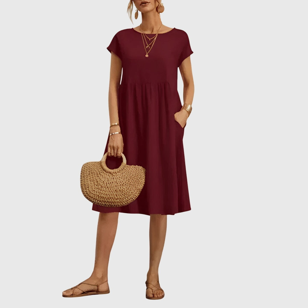 Mirabel Spring Dress in burgundy
