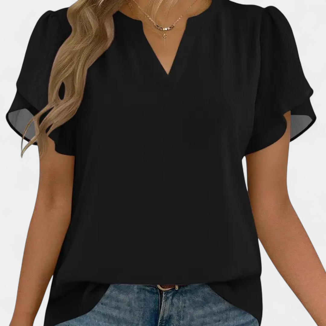 Cressida Vintage Floral V-neck Blouse in black