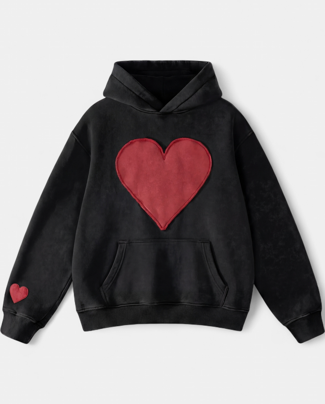 Candace Oversized Heart Design Pullover in w0199-black