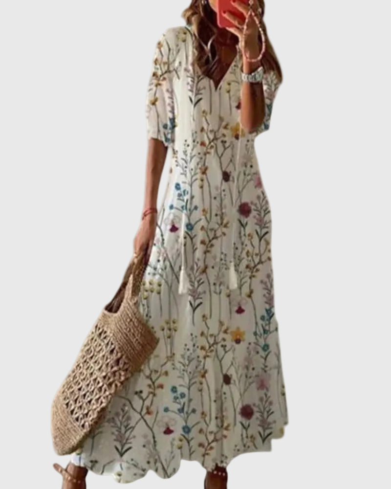 Amalia Boho Vintage Summer Maxi in floral