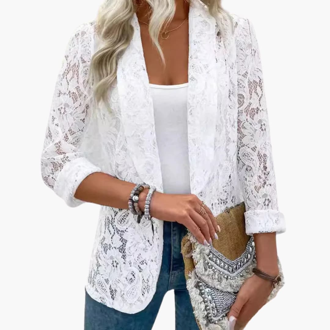 Audrey Lace Blazer in white