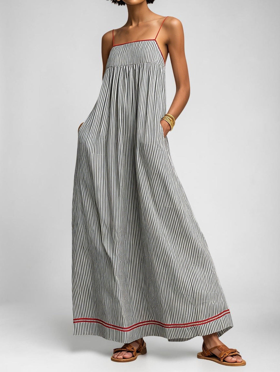 Pamela Flowing Summer Maxi Dress in grey