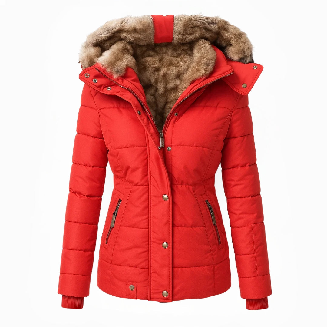 Alisson Winter Coat with Fur in red