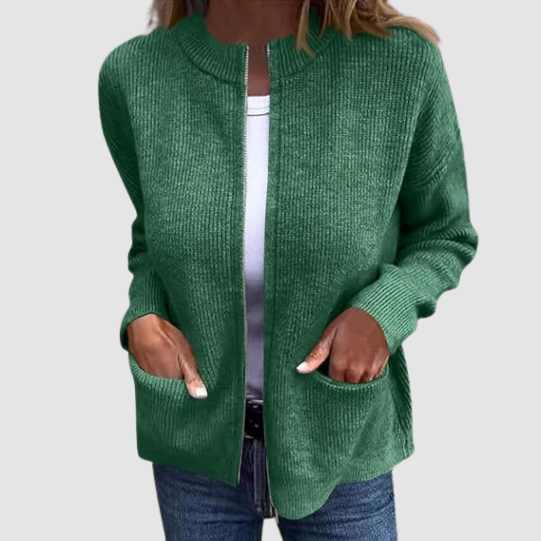 Jenise and Cardigan in green