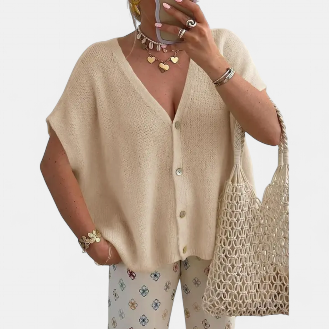 Saoirse V-neck Knit Cardigan in khaki