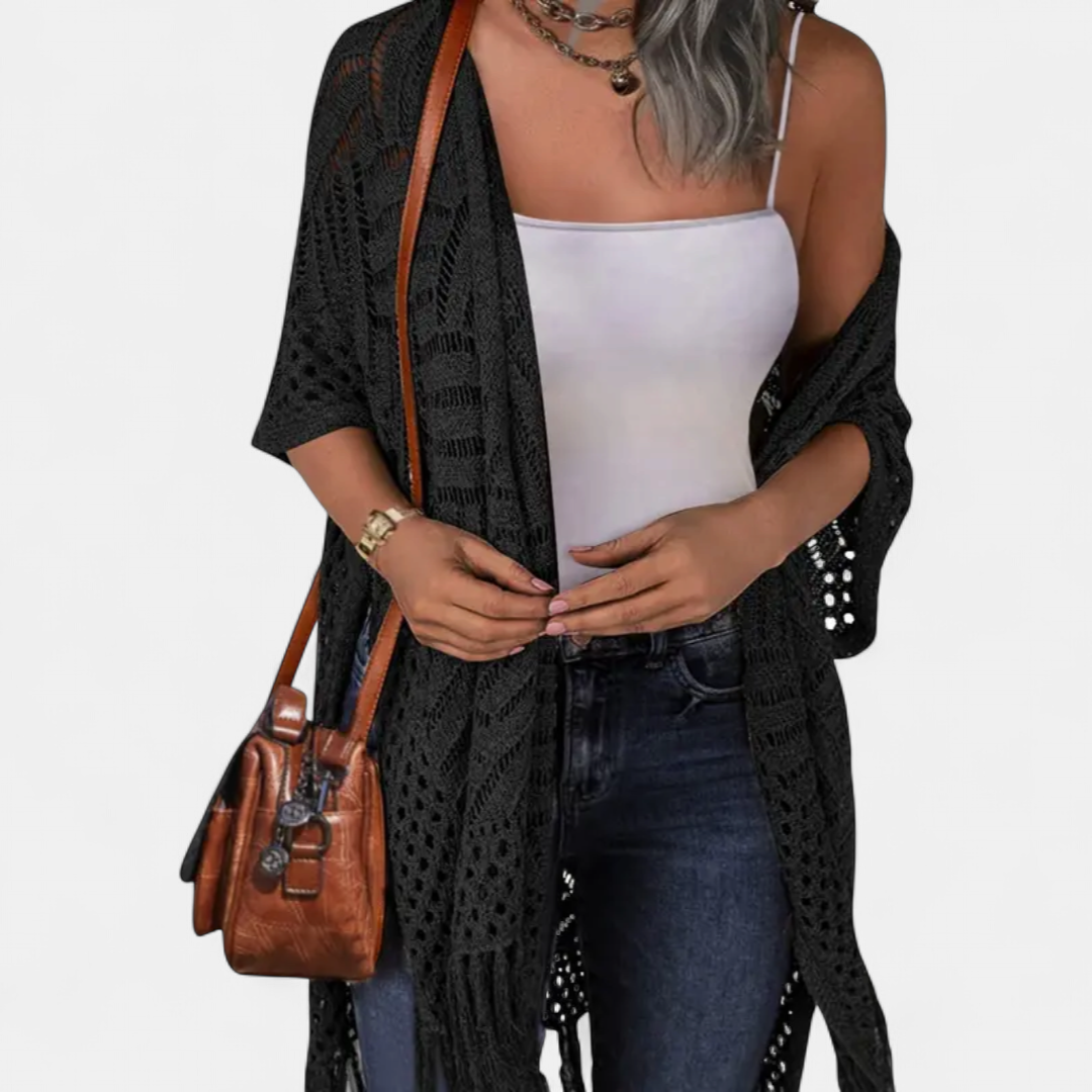 Sol ne Boho Crochet Tassel in black