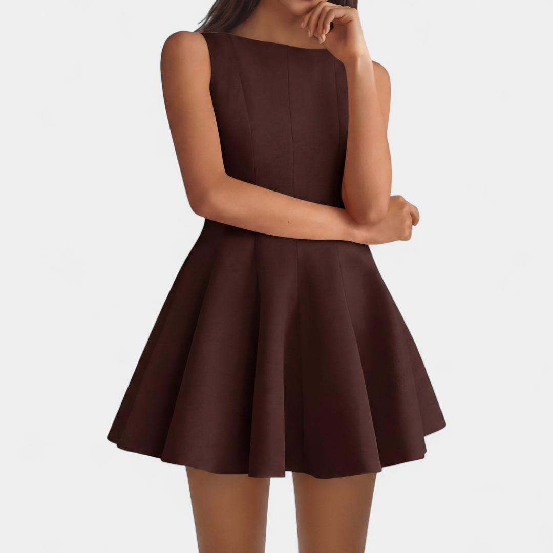 Imogen Sleeveless Boat Neck Dress in brown