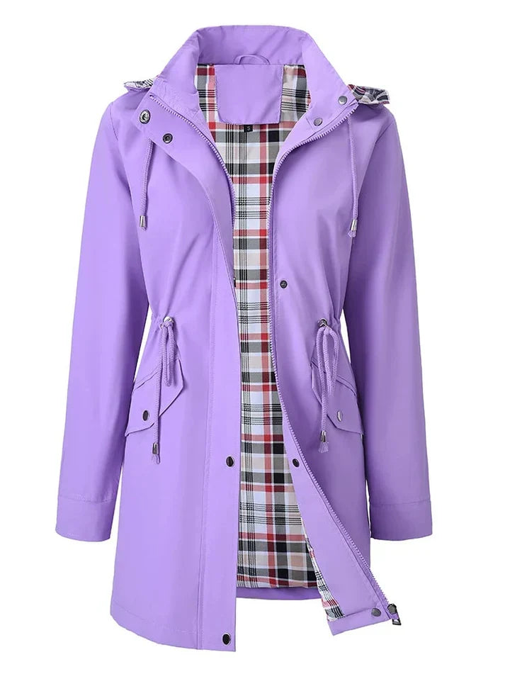 Aliyah Waterproof Jacket with Plaid in purple