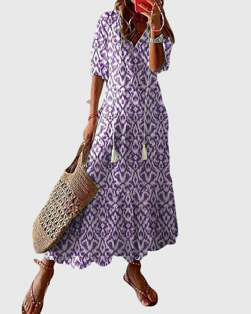 Amalia Boho Vintage Summer Maxi in purple