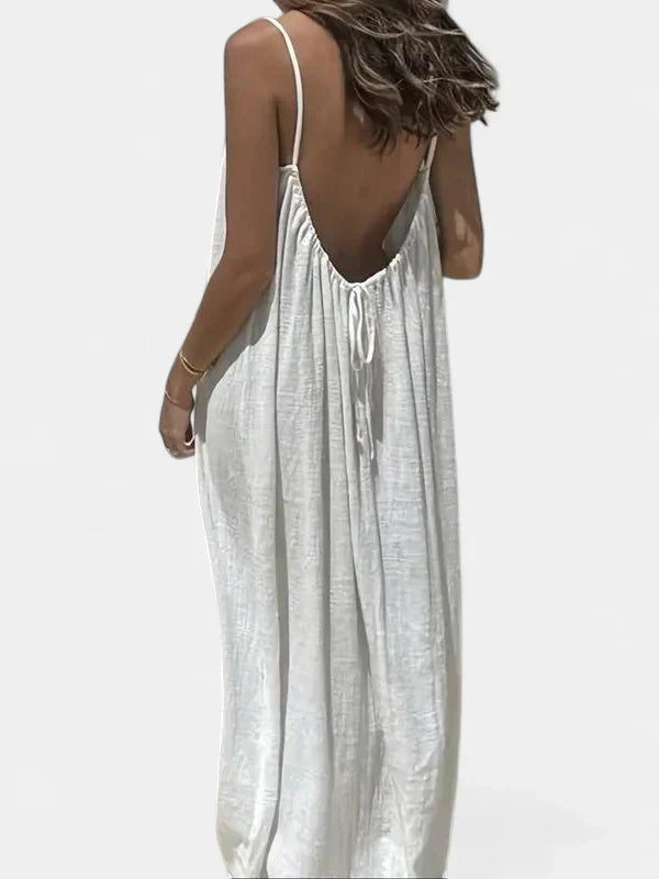 Brittany Sleeveless Cami Lounge Dress in white