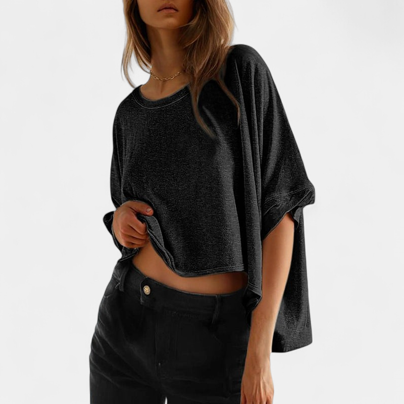 Joli Classic Oversized Loose-fit Tee in black