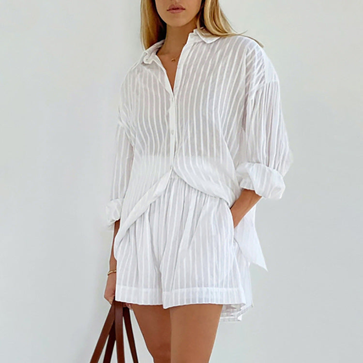 Yselia Button-up and Shorts in white