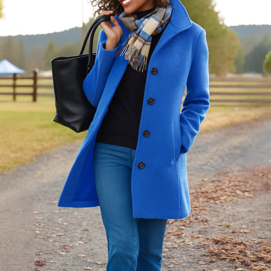 Lyzia Classic Coat For Chilly in blue