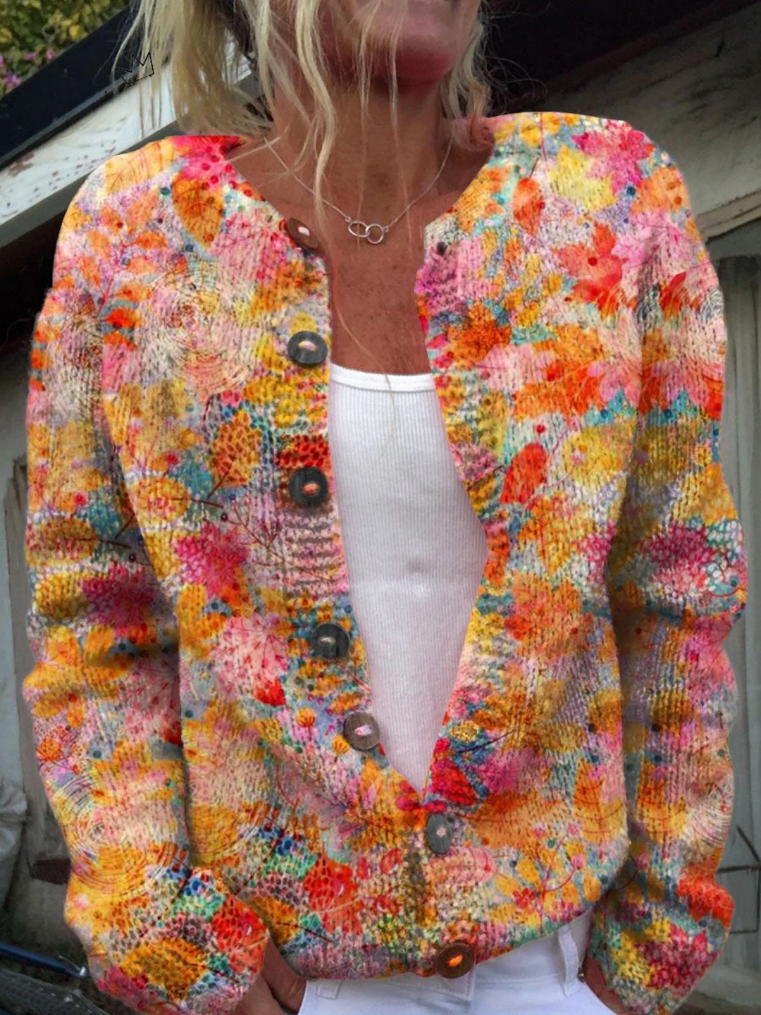 Avonrose Vintage Floral Knit Cardigan