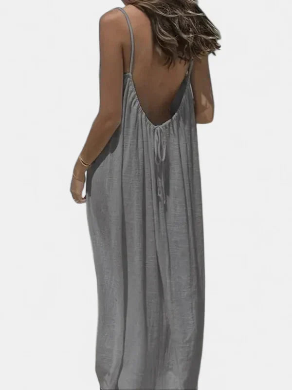 Brittany Sleeveless Cami Lounge Dress in gray