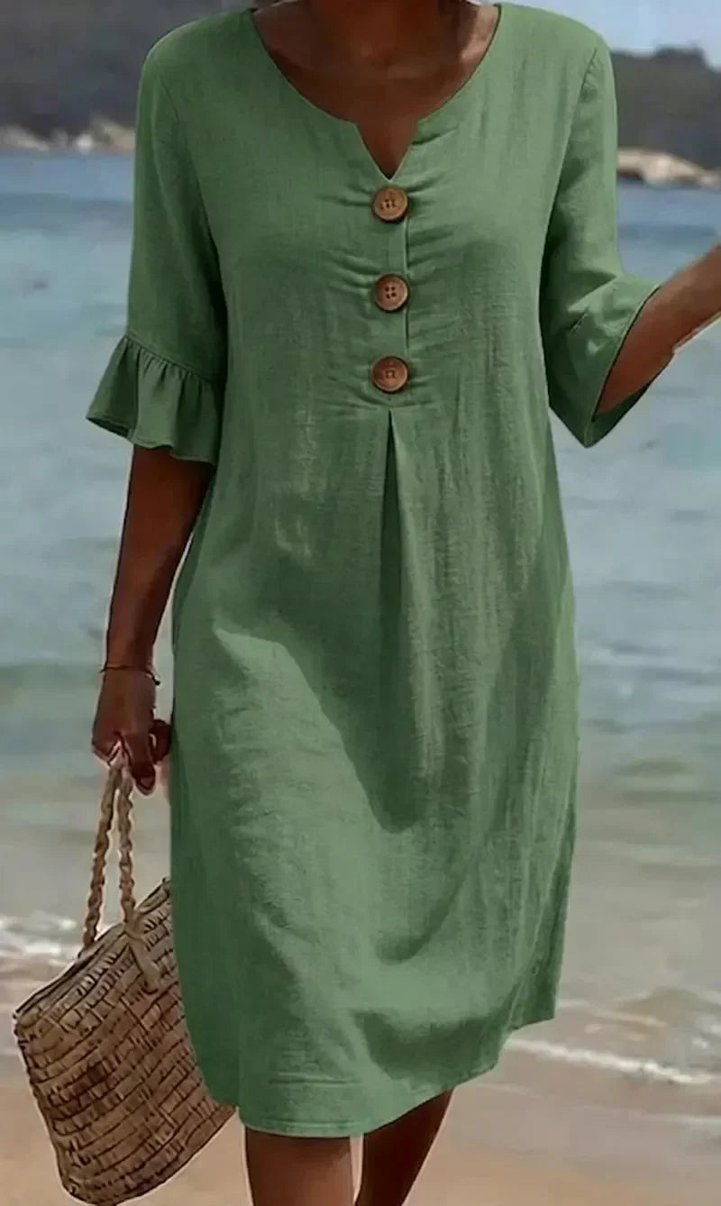Radmila Textured Long Sleeve Dress in sage