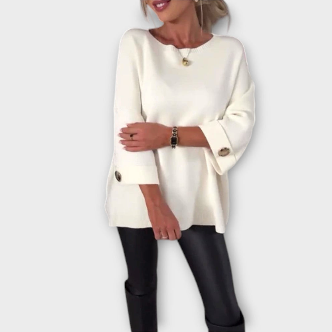 April Sweater Blouse in white