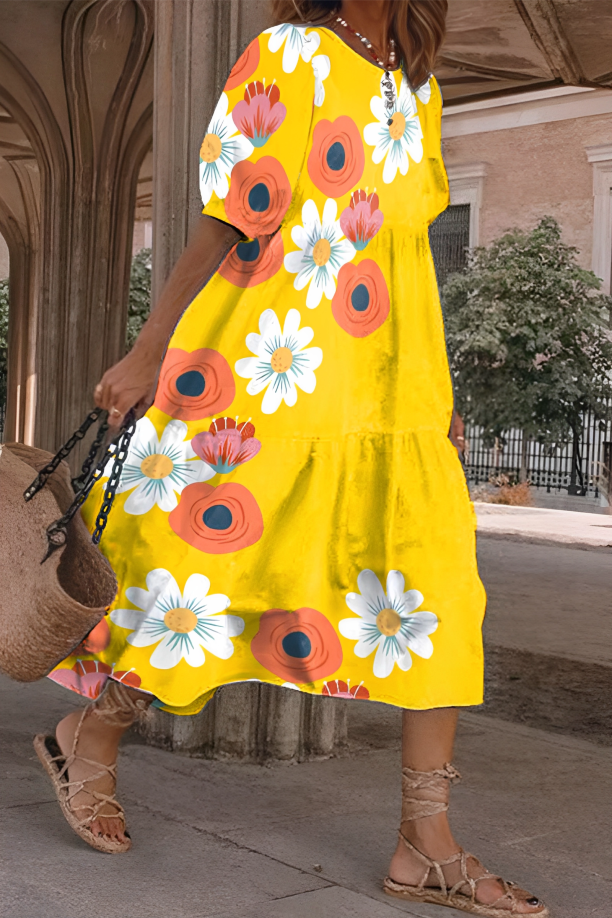 Iris and Midi Dress in yellow