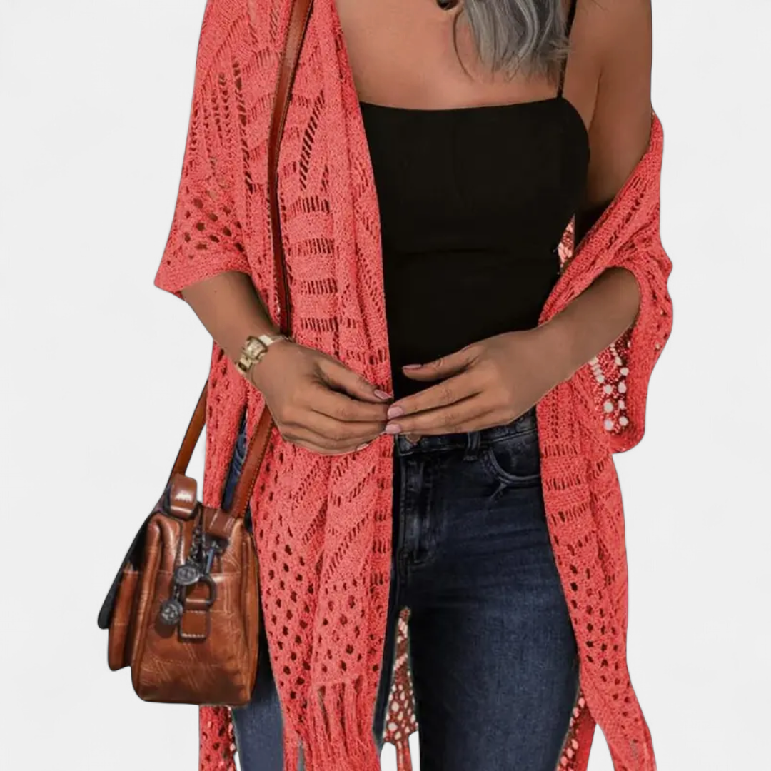 Sol ne Boho Crochet Tassel in coral pink