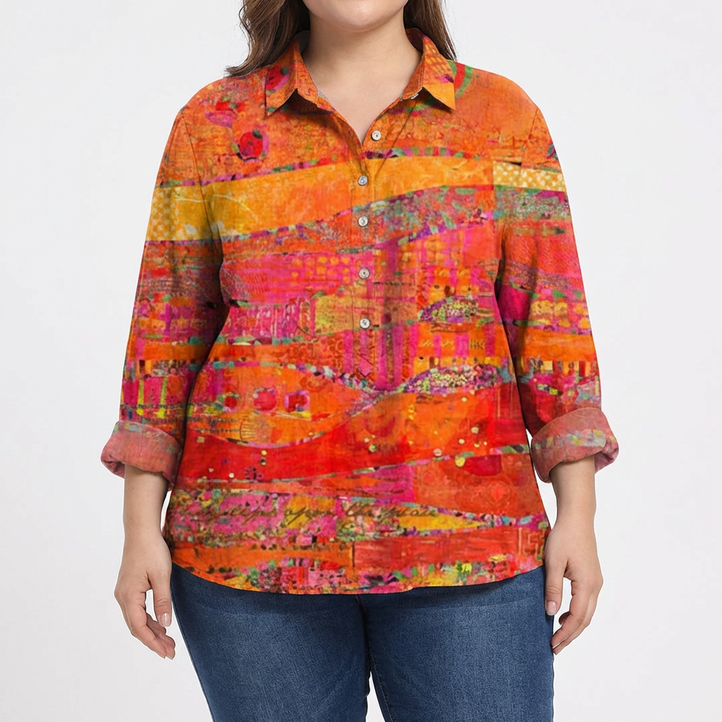 Nova Linen Summer Blouse in orange