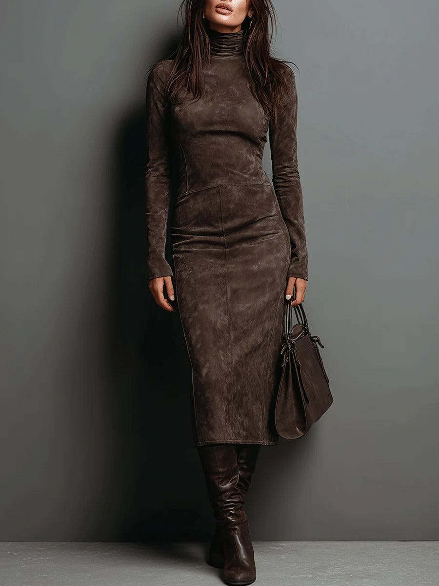 Lorena Long Midi Dress in brown