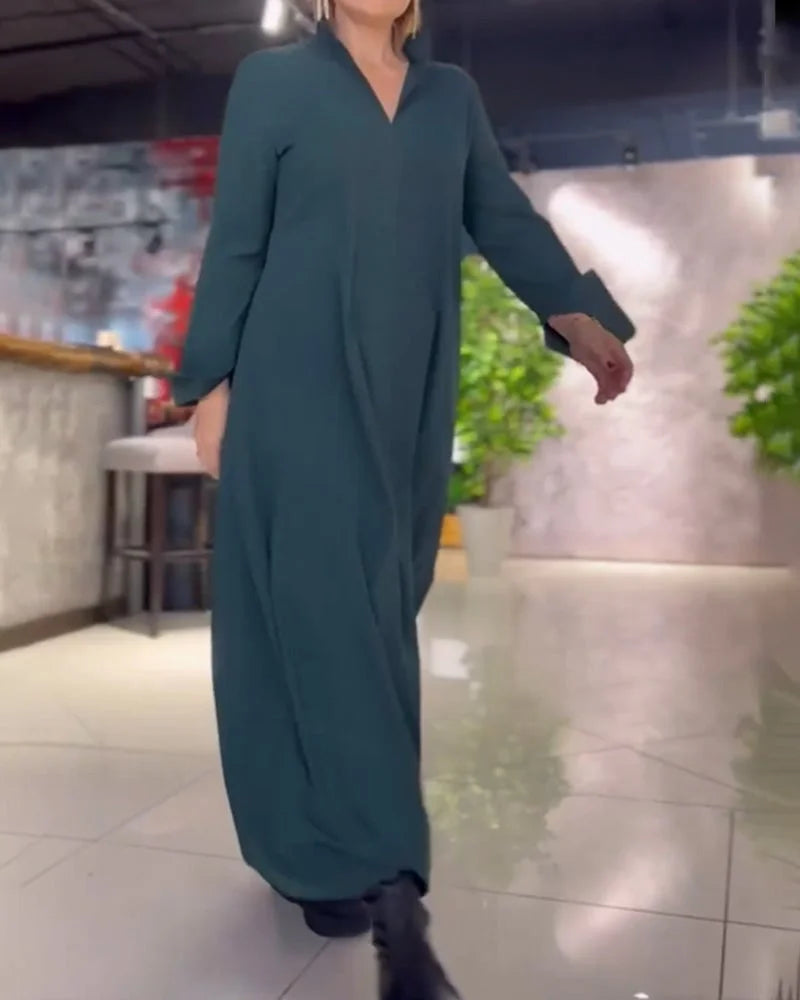 Helena Long Dress with Side in green