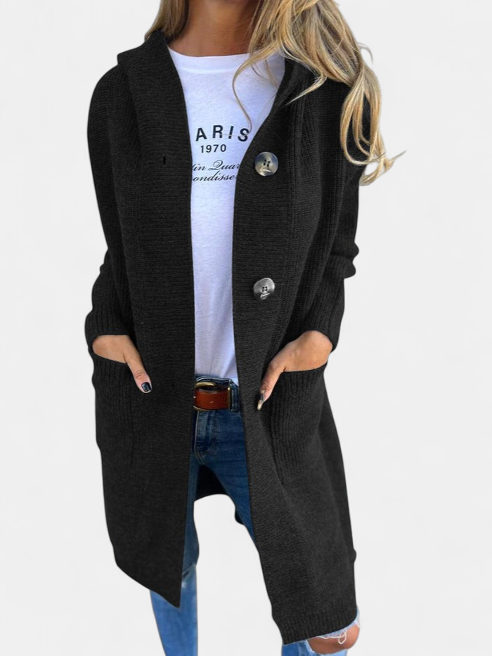 Veronica Long Knit Cardigan in black