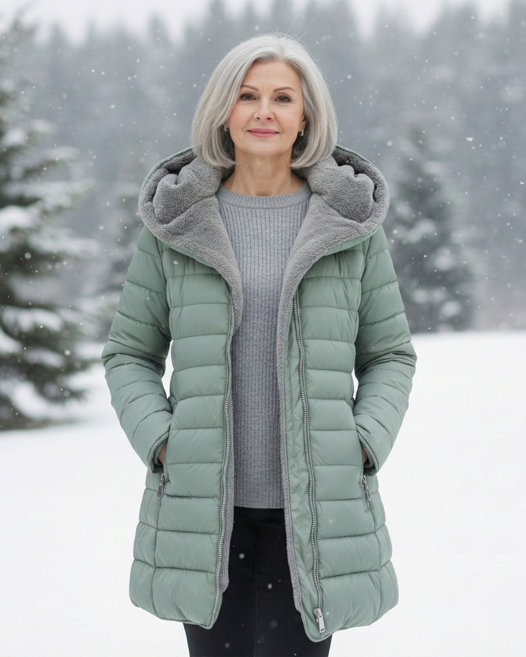 Clair Puffer Jacket Lined in light green