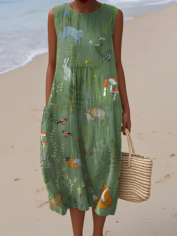 Hope Woodland Midi Dress in green