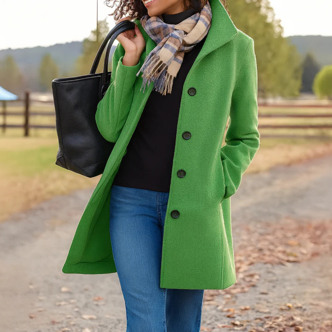 Lyzia Classic Coat For Chilly in green