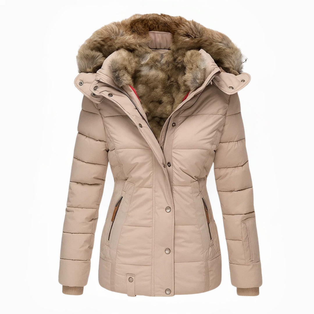 Alisson Winter Coat with Fur in beige