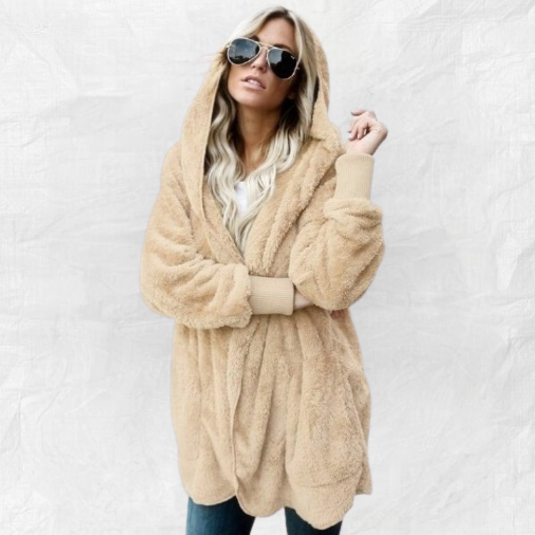 Ally Double Fleece Cardigan in apricot