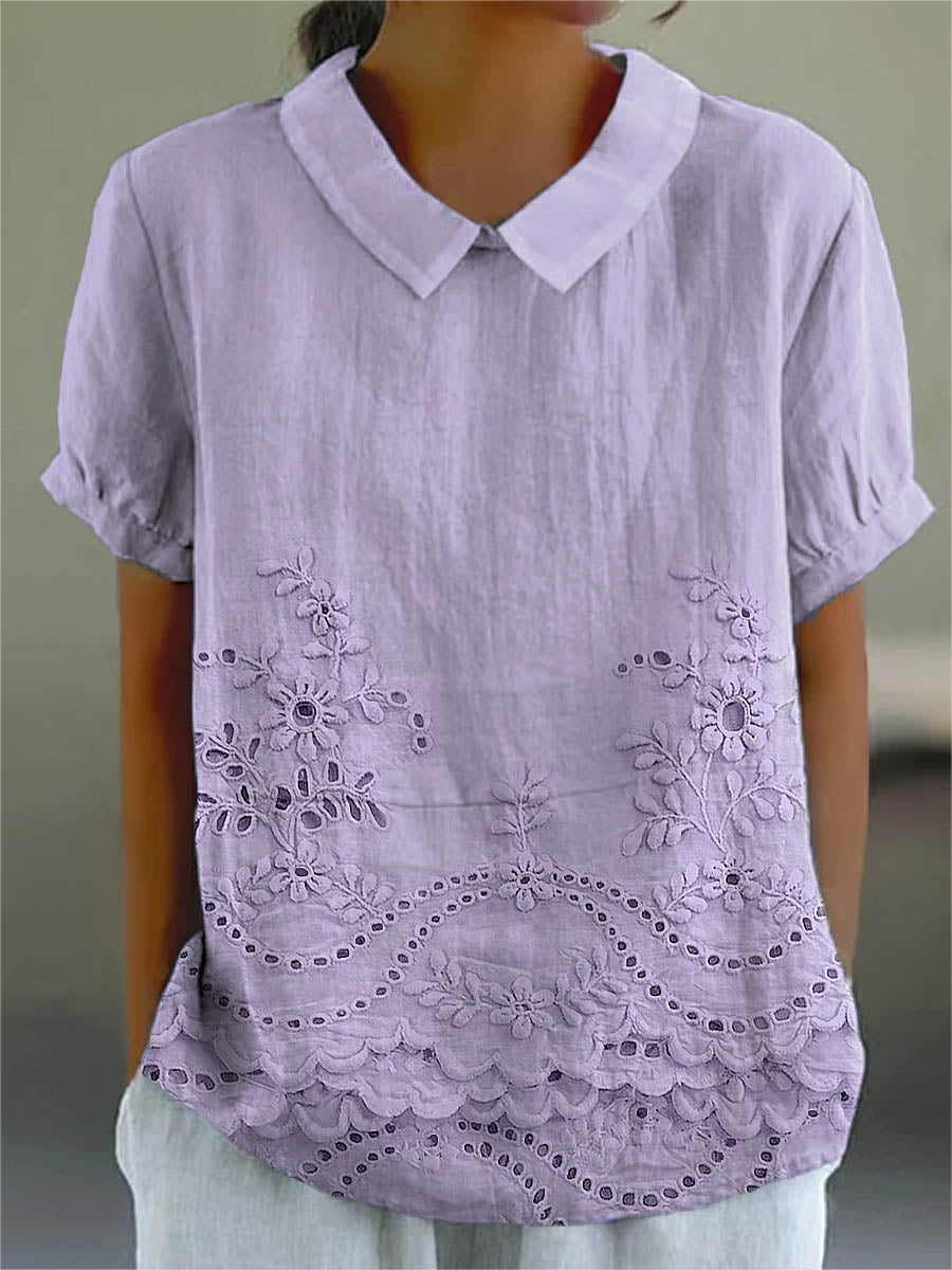 Lily Floral Embroidered Shirt in purple