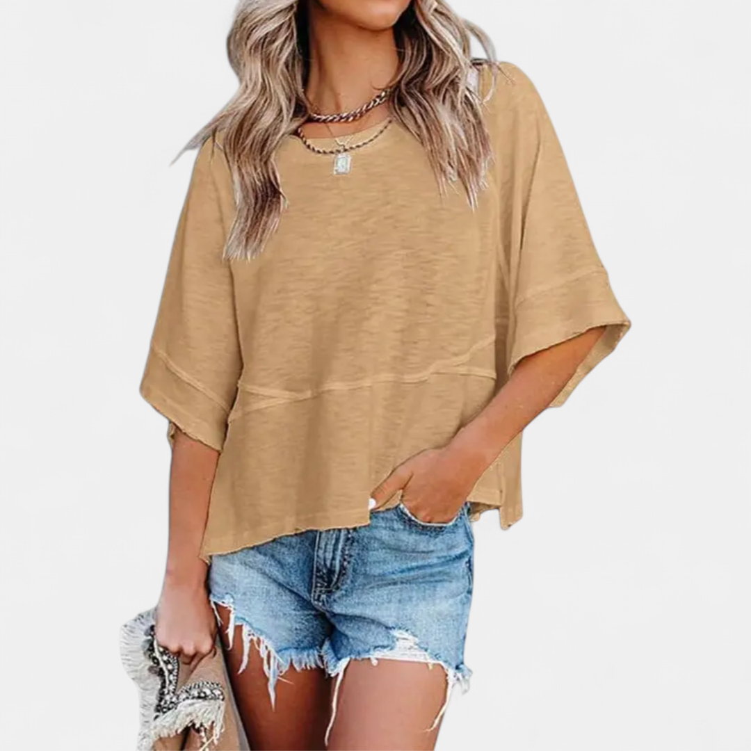 Blossom Flare Sleeve Blouse in khaki