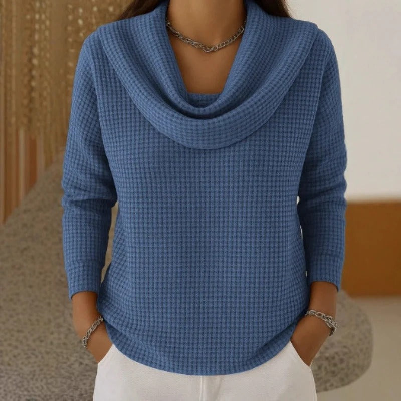 Amber Warm Waffle Sweater in blue