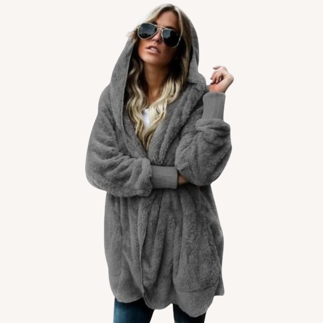 Ally Double Fleece Cardigan in dark gray