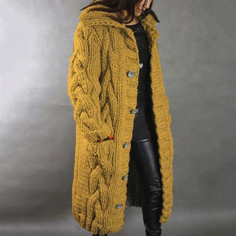 Carine Longline Knit Coat in yellow