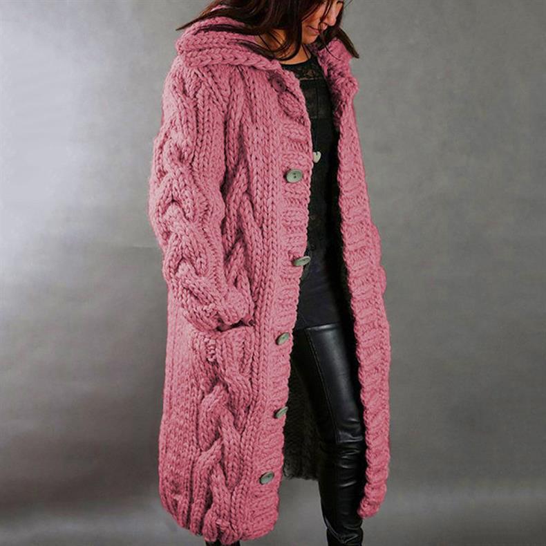 Carine Longline Knit Coat in pink