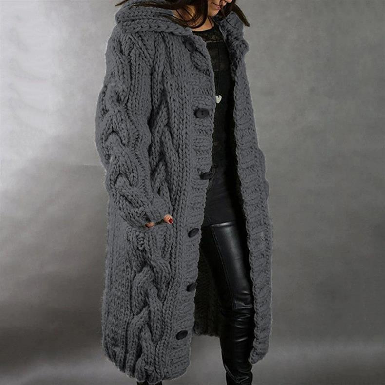Carine Longline Knit Coat in dark gray