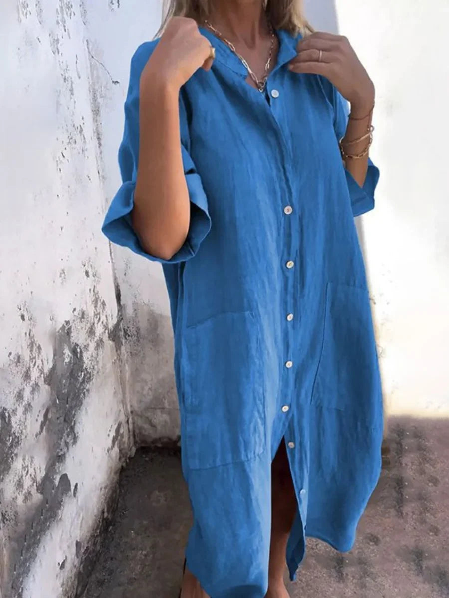 Dora Shirt Dress in blue