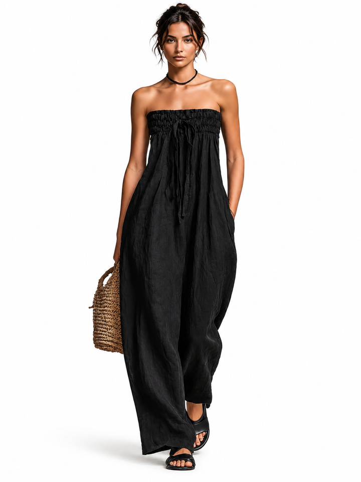 Nina Strapless Jumpsuit in black