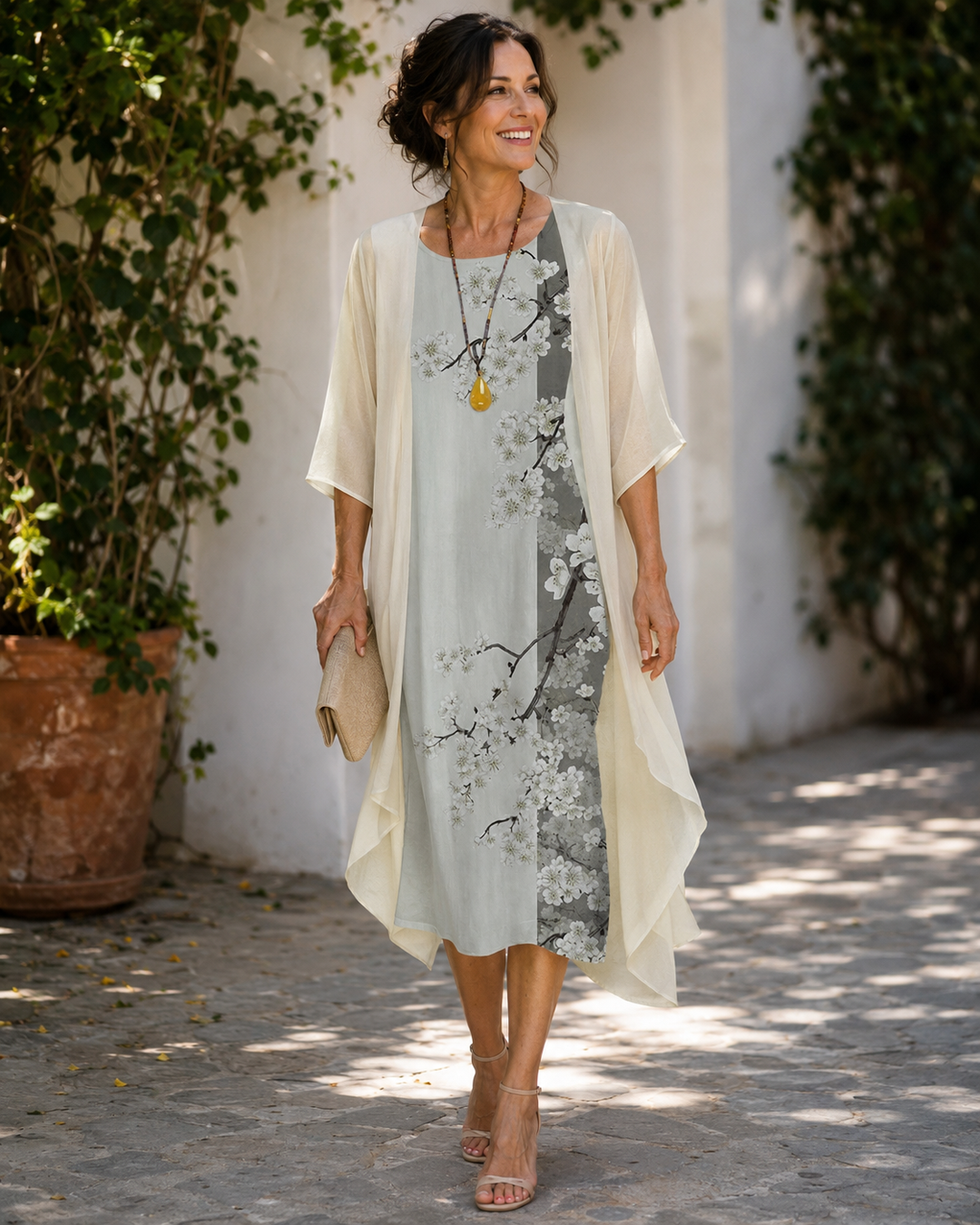 Leonora Layered Dress Set in floral