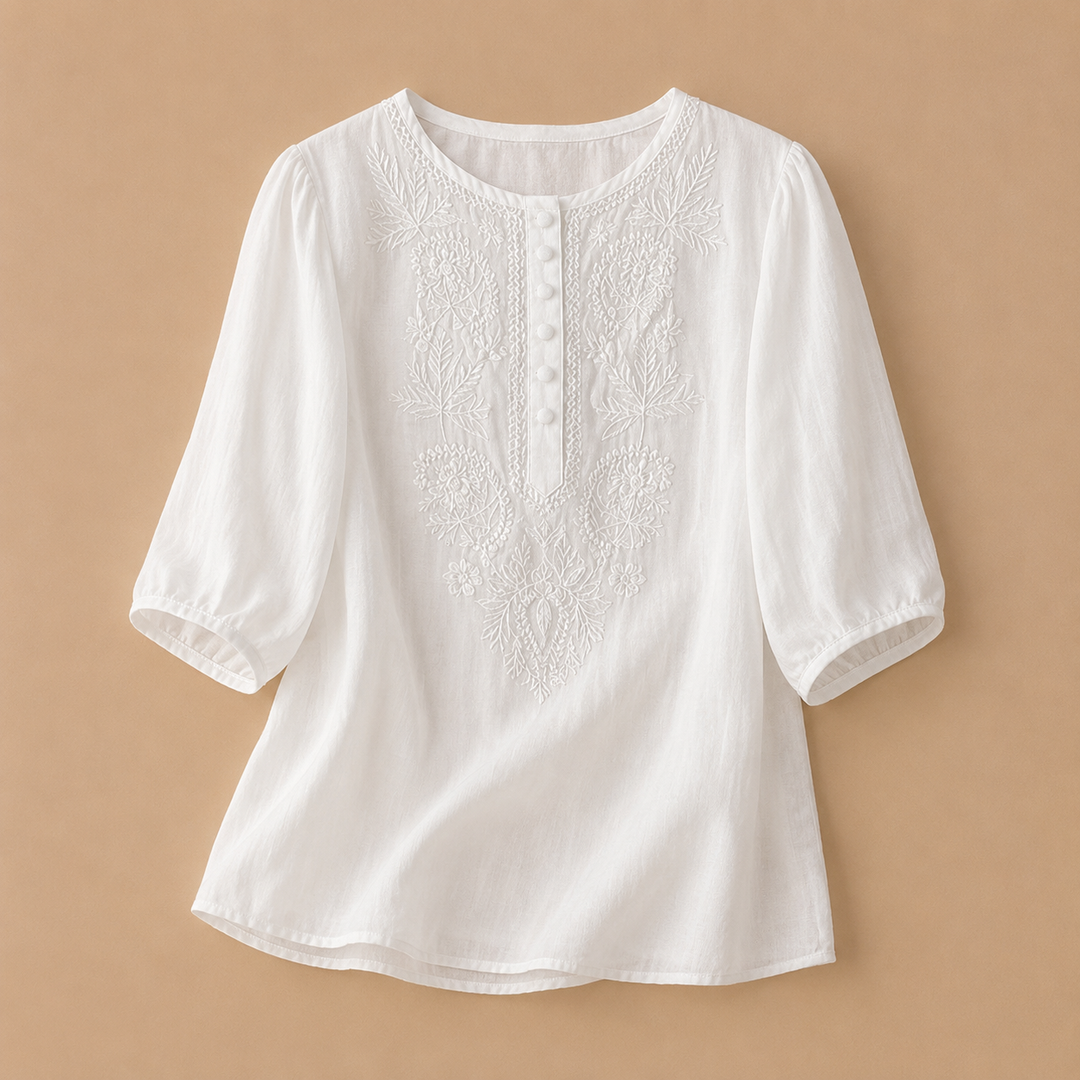 Verena Cotton Linen Blouse in white