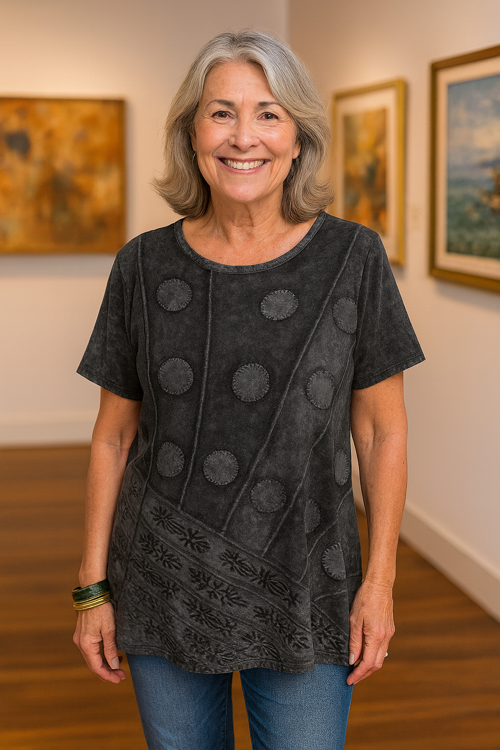 Callia Artistic Flowing Top in gray